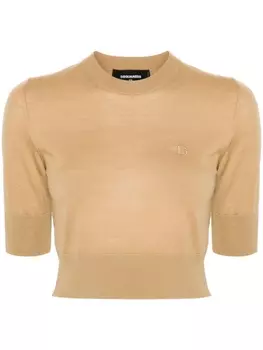 Dsquared2 трикотажный топ из вирджинской шерсти, нейтральный цвет