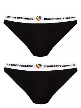 Dsquared2 трусы с логотипом на поясе (упаковка из двух штук), черный