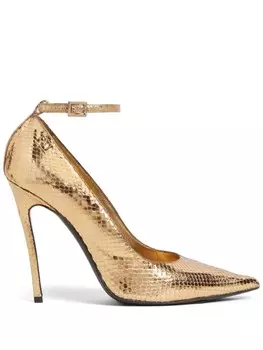 DSQUARED2 туфли-лодочки с тиснением под змеиную кожу, золотистый