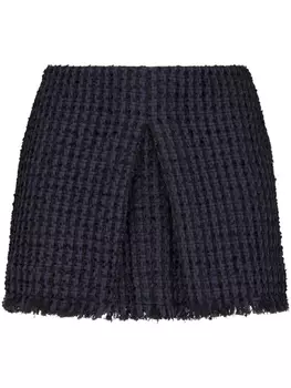 Dsquared2 твидовая юбка мини с бахромой, синий