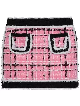 Dsquared2 твидовая юбка мини в стиле колор-блок, розовый