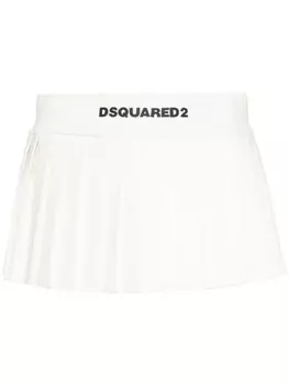 Dsquared2 юбка мини с вышитым логотипом и складками, нейтральный цвет