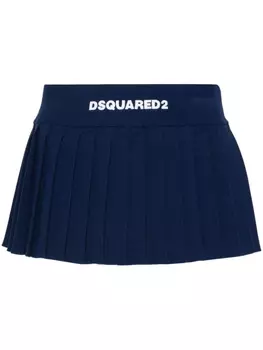 Dsquared2 юбка мини с вышитым логотипом и складками, синий