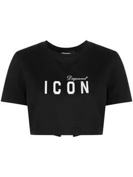 Dsquared2 укороченная футболка с принтом Icon, черный