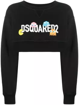 Dsquared2 укороченная толстовка с логотипом, черный