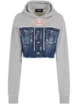 Dsquared2 укороченное худи со вставками, синий