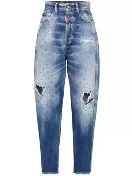 DSQUARED2 укороченные джинсы из вареного денима, синий