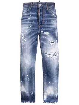 Dsquared2 укороченные джинсы с эффектом потертости, синий