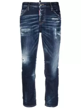 Dsquared2 укороченные джинсы с эффектом потертости, синий