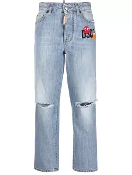 Dsquared2 укороченные джинсы с эффектом потертости, синий
