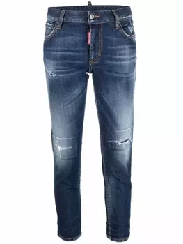 Dsquared2 укороченные джинсы с эффектом потертости, синий