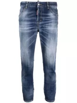 Dsquared2 укороченные джинсы с эффектом потертости, синий