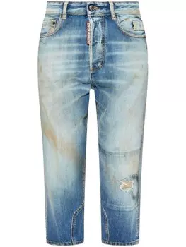 DSQUARED2 укороченные джинсы с эффектом потертости, синий