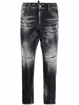 DSQUARED2 укороченные джинсы с эффектом разбрызганной краски, черный