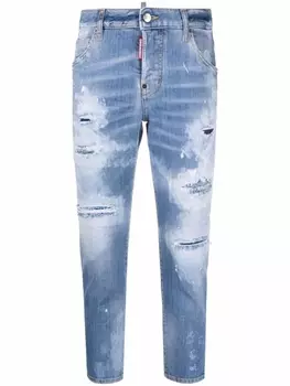 Dsquared2 укороченные джинсы с прорезями, синий