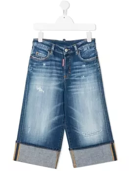 Dsquared2 укороченные джинсы с прорезями, синий