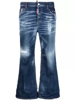 Dsquared2 укороченные джинсы с выбеленным эффектом, синий