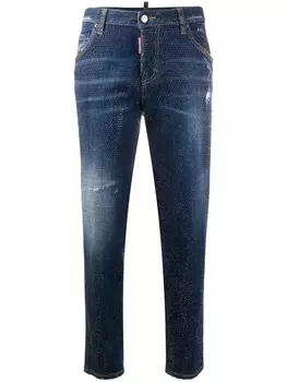 Dsquared2 укороченные джинсы скинни с заклепками, синий
