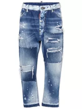 Dsquared2 укороченные джинсы в технике пэчворк, синий