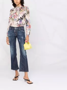 Dsquared2 укороченные расклешенные джинсы с эффектом потертости, синий