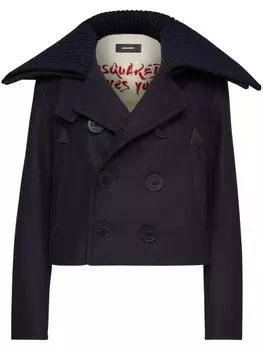 Dsquared2 укороченный двубортный бушлат, синий