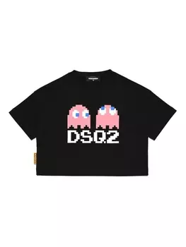Dsquared2 укороченный топ с графичным принтом, черный