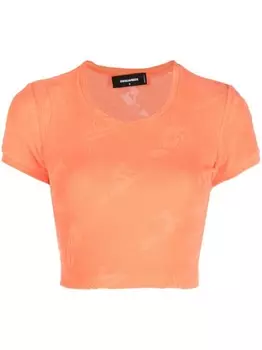 Dsquared2 укороченный жаккардовый топ, оранжевый