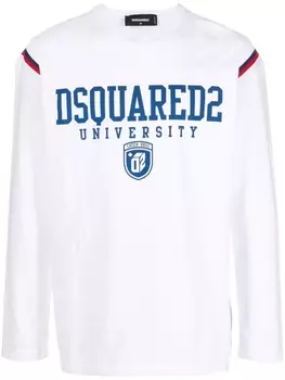 Dsquared2 University-print long-sleeve T-shirt, белый