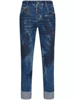 Dsquared2 узкие джинсы с эффектом потертости, синий