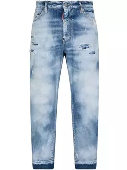 Dsquared2 узкие джинсы с эффектом потертости, синий