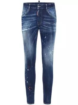 DSQUARED2 узкие джинсы с эффектом потертости, синий