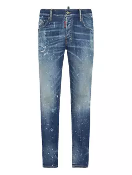 DSQUARED2 узкие джинсы с эффектом потертости, синий