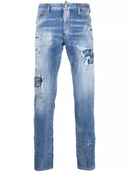 Dsquared2 узкие джинсы с эффектом разбрызганной краски, синий
