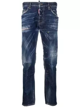 Dsquared2 узкие джинсы с эффектом разбрызганной краски, синий