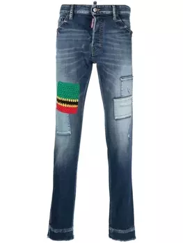 Dsquared2 узкие джинсы в технике пэчворк, синий