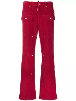 DSQUARED2 вельветовые брюки прямого кроя, красный