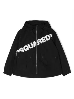 Dsquared2 ветровка с капюшоном и логотипом, черный