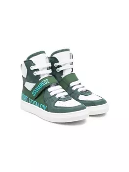 Dsquared2 высокие кроссовки со вставками, зеленый