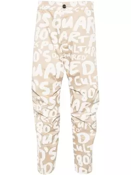 Dsquared2 зауженные брюки с логотипом, нейтральный цвет