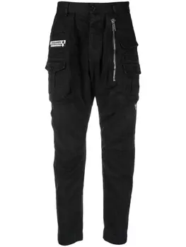 DSQUARED2 зауженные брюки с нашивкой-логотипом, черный