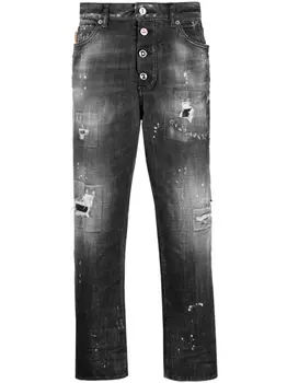 Dsquared2 зауженные джинсы с эффектом потертости, черный