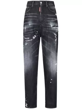 Dsquared2 зауженные джинсы с эффектом потертости, черный