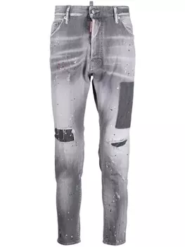 Dsquared2 зауженные джинсы с эффектом потертости, серый