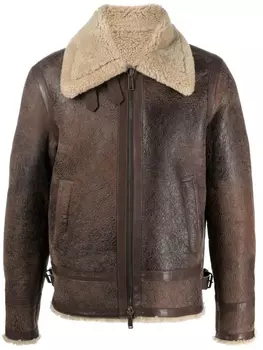 Dsquared2 zip-fastening calf-leather jacket, коричневый