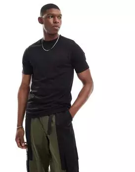 DTT – Черная футболка с закатанными рукавами Don't Think Twice