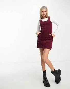DTT - Dawn - Сарафан бордового цвета в рубчик с молнией на спине Don't Think Twice