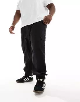 DTT Plus — узкие брюки карго черного цвета, окрашенные в готовом виде, с эластичным низом Threadbare