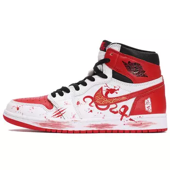 ДУбль Баскетбольные кроссовки Air 1 Vintage Women's High-top Красно-белый/белый/черный Jordan