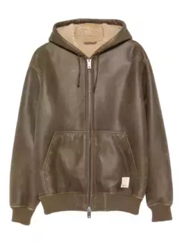 Дубленка из овчины с капюшоном EMPORIO ARMANI, коричневый