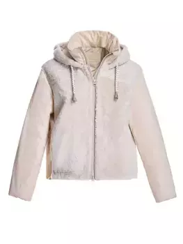 Дубленка с контрастными рукавами Maximilian, цвет buttercream